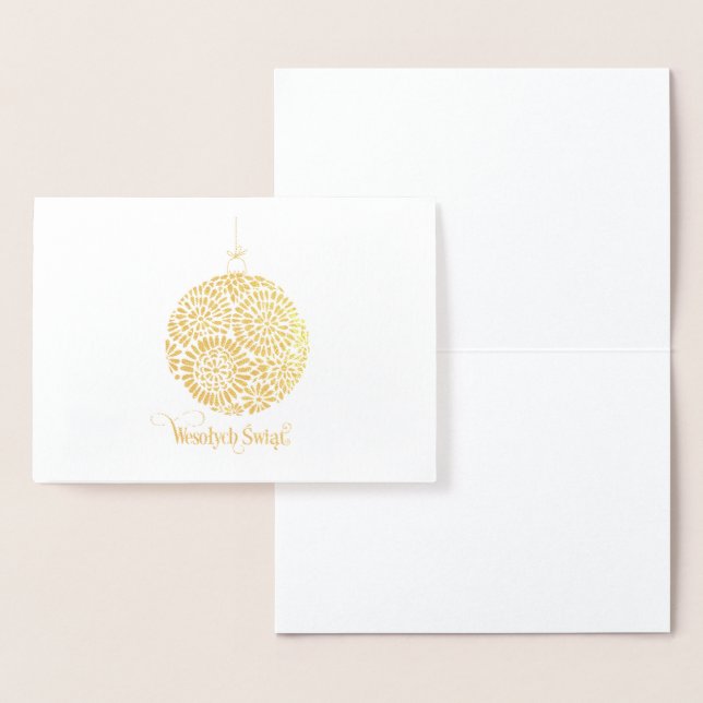 Cartão Metalizado Wesołych Świąt Ornamentu (Exibição)