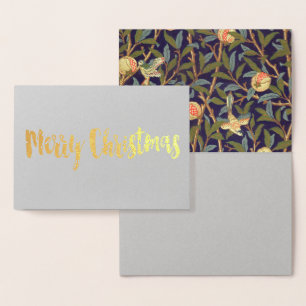 Cartão Metalizado William Morris Bird E Pomegranate Vintage Floral