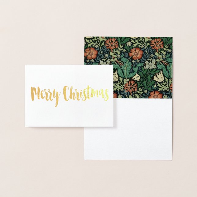 Cartão Metalizado William Morris Compton Floral Art Nouveau Pattern (Exibição)