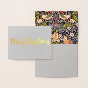 Cartão Metalizado William Morris Strawberry Thef Floral Art Nouveau