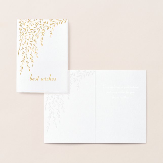 Cartão Metalizado Willows Mini Wedding Card (Exibição)