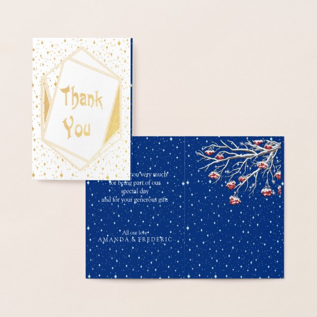 Cartão Metalizado Winter Fantasy Obrigado (Exibição)