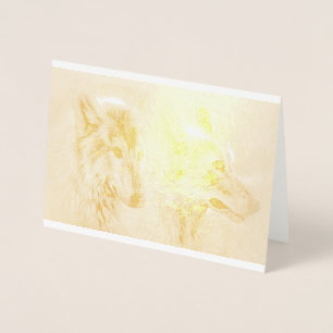 Cartão Metalizado Wolf Howl Wild Life Animal Trees Destino