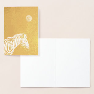 Cartão Metalizado Zebra de Folha de Ouro com Lua