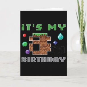 Cartão Meu 8º Aniversário Pixel 8 Gamer Vídeo Jogos Menin