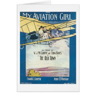 Cartão Meu Cobrir de Songbook de Aviação GIrl Vintage