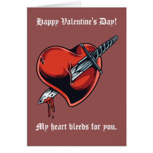 Cartão Meu Coração Sangra para Você Feliz dia de os namor