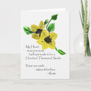 Cartão Meu cumprimento da aguarela de Rumi do coração