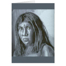 Cartão Meu desenho cinzento do retrato do marcador do tom