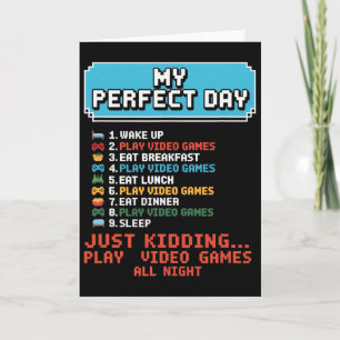 Cartão Meu Dia Perfeito Jogar Video Games Divertido Gamer