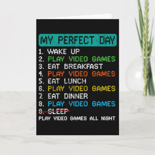 Cartão Meu Dia Perfeito Jogar Video Games Funny Gamer Jog