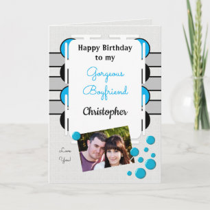 Cartão Meu maravilhoso aniversário de fotos azuis Namorad