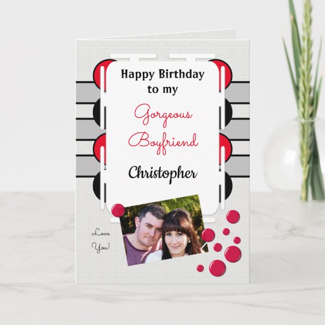 Cartão Meu maravilhoso Namorado de aniversário de fotos (Frente)