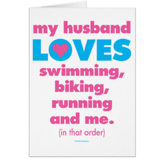Cartão Meu marido ama Triathlons (o texto somente)