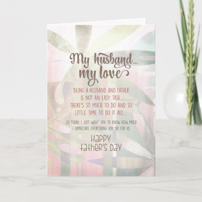 Cartão Meu Marido, Meu Amor, Dia de os pais (Frente)