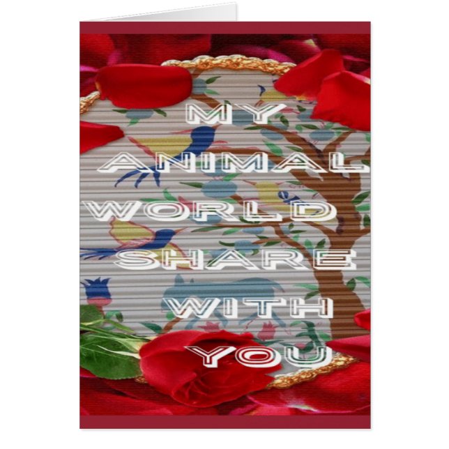 Cartão Meu Mundo Animal: Linda árvore e Design de pássaro (Frente)