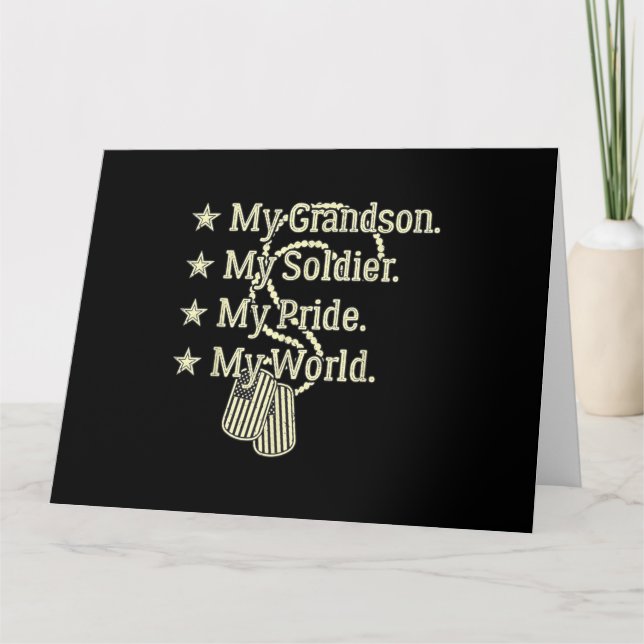 Cartão Meu neto Meu Soldado Herói Orgulhoso Avô Militar (Frente)
