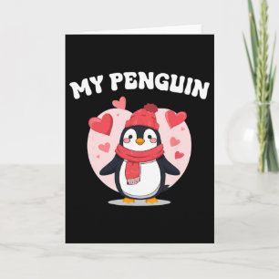 Cartão Meu Pinguim Cute Amor Corações Romance de Valentin
