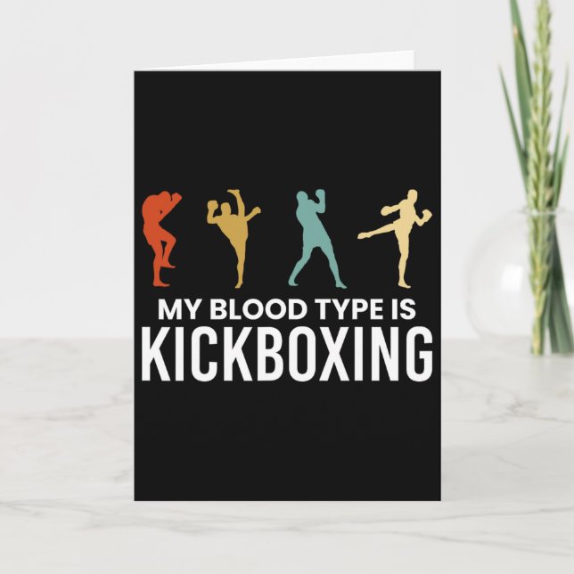 Cartão Meu tipo de sangue é kickboxing kickboxer  (Frente)
