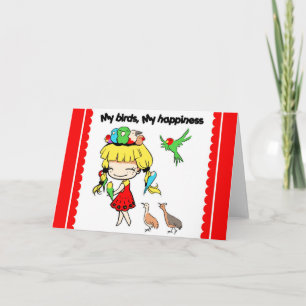 Cartão Meus pássaros meu desenho animado e feliz