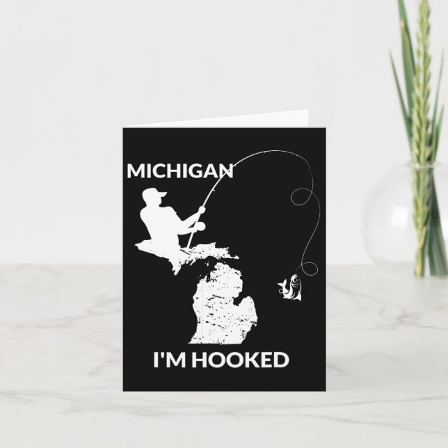 Cartão Mi Michigan Fish Jersey Gift Para Pescadores E (Frente)