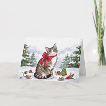 Mia a Gata Festiva com Decoração de Feriado
