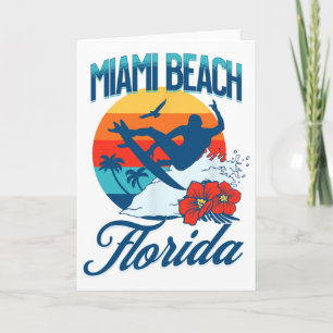 Cartão Miami Flórida Praia Surf Verão Férias Vintage F