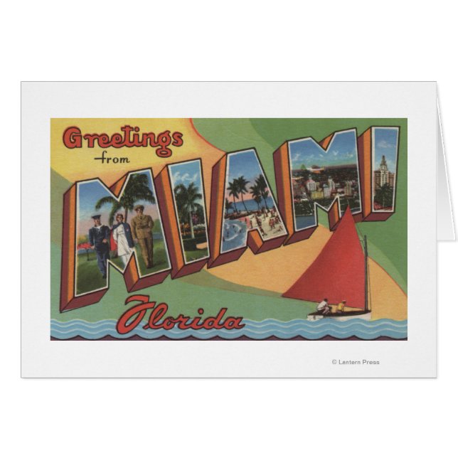 Cartão Miami, FloridaLarge Letter ScenesMiami, FL 2 (Frente Horizontal)