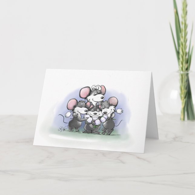 Cartão Mic, Mac e ilustração feliz do dia das mães de Moe (Frente)