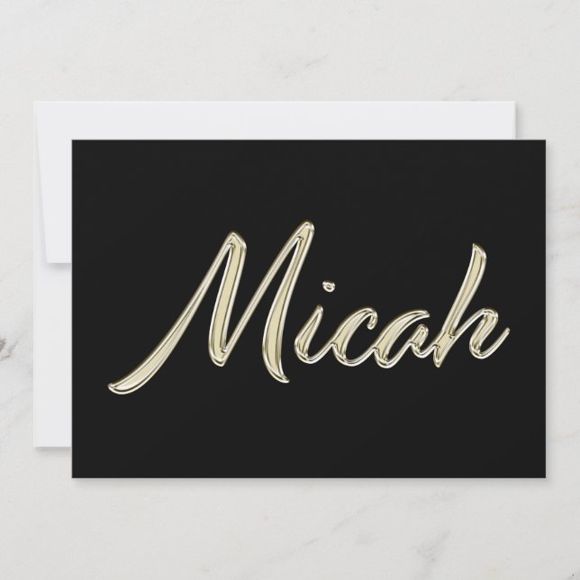Cartão Micah Name white gold Handwriting Karte (Frente)