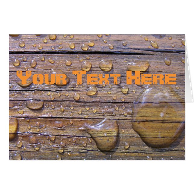 Cartão Miçanga da água na fotografia de madeira manchada (Frente Horizontal)