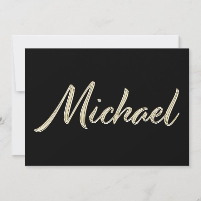 Cartão Michael Name white gold Handwriting Karte (Frente)
