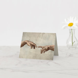 Cartão Michaelangelo mãos criação adam deus