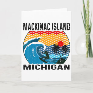 Cartão Michigan Mackinac Ilha Surfboard Surfe