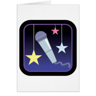 Cartão microfone de cantora e design de estrelas