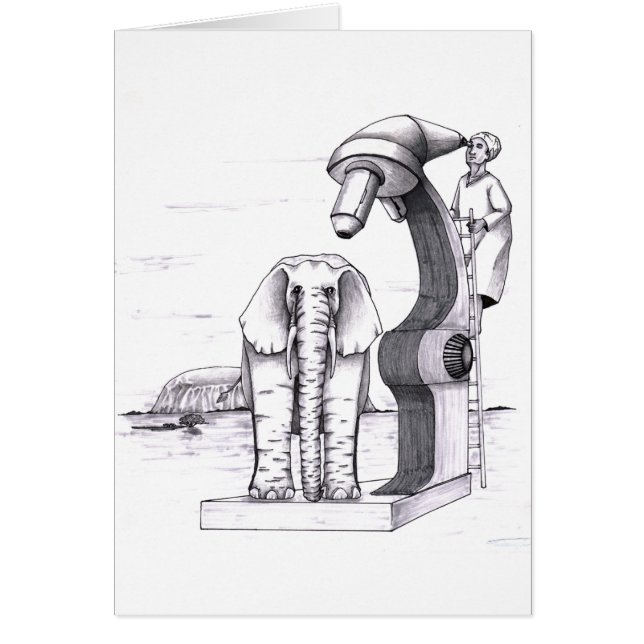 Cartão Microscópio e um elefante (Frente)