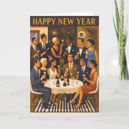Cartão Mid Century Modern Martini Intellectuals New Year