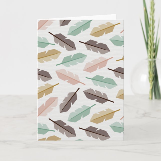 Cartão Mid-Century Modern Retro Feathers Greeting Cards (Frente)