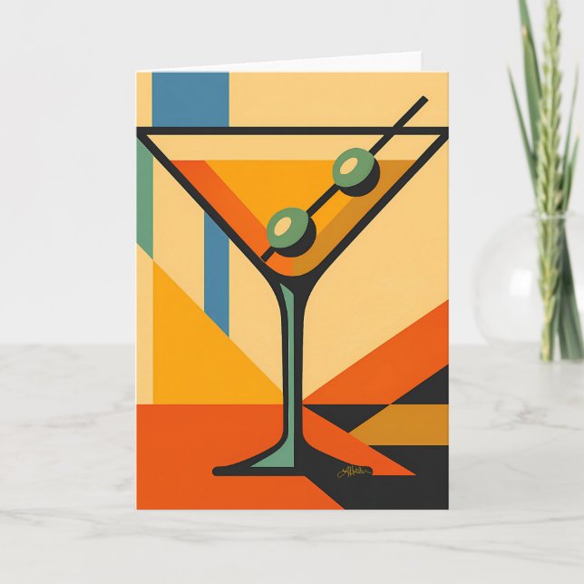Cartão Mid Century Modern Sunrise Bauhaus Martini (Frente)