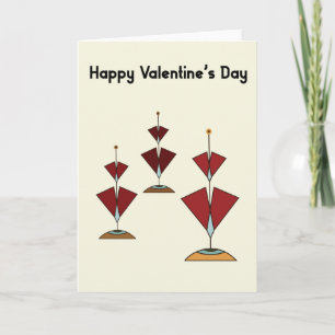 Cartão Mid-Century Modern Valentines Red Hearts Party
