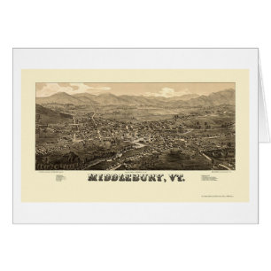 Cartão Middlebury, mapa panorâmico do VT - 1886