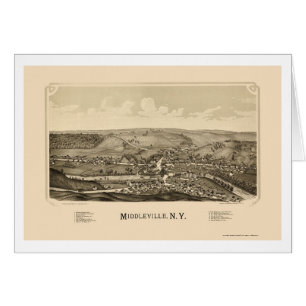 Cartão Middleville, mapa panorâmico de NY - 1890