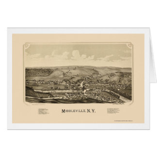 Cartão Middleville, mapa panorâmico de NY - 1890