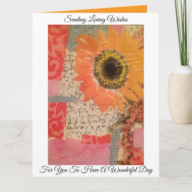 Cartão Mídia mista de girassol (Frente)