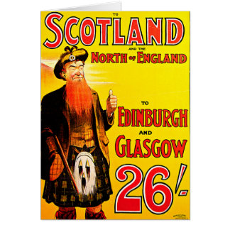 Cartão Midland Rail Scotland Bagpipe Kilt Viagem Art
