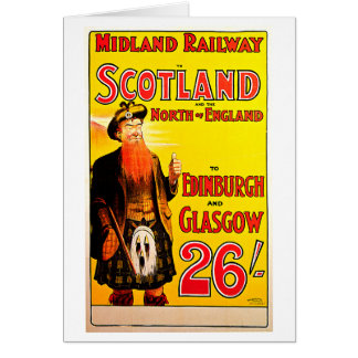 Cartão Midland Rail Scotland Bagpipe Kilt Viagem Art