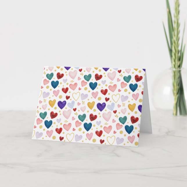 Cartão Midnight Garden Watercolor Hearts (Frente)