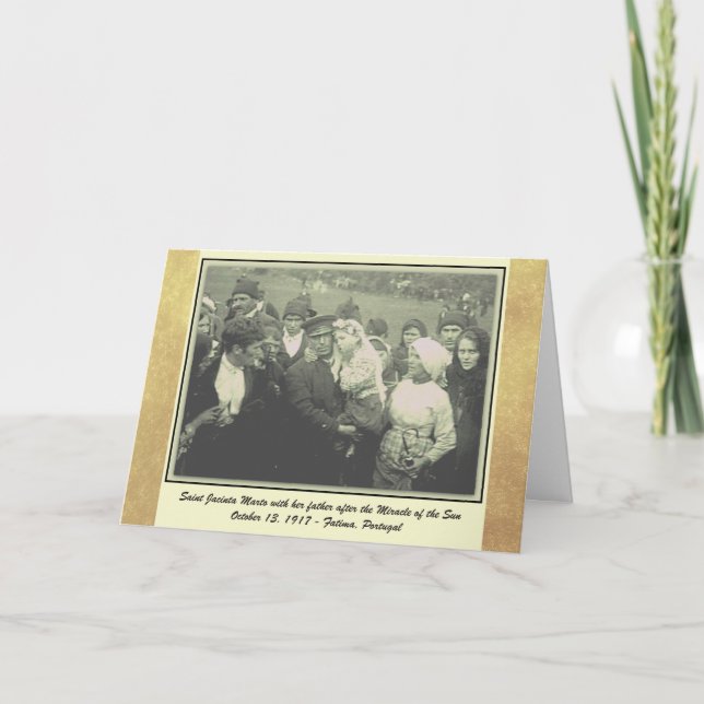 Cartão Milagre do St. Jacinta Marto Fatima do Sun (Frente)