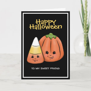 Cartão Milho doce e abóbora de Halloween
