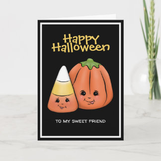 Cartão Milho doce e abóbora de Halloween